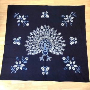 Peacock Butterfly Floral Design Boho Tie Dye Fsbric Home Deco Color Blue